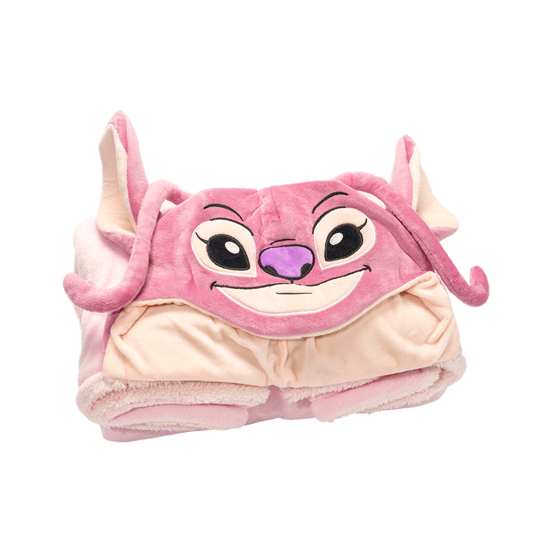 Pink tegneseriefigur hættetæppe i plys