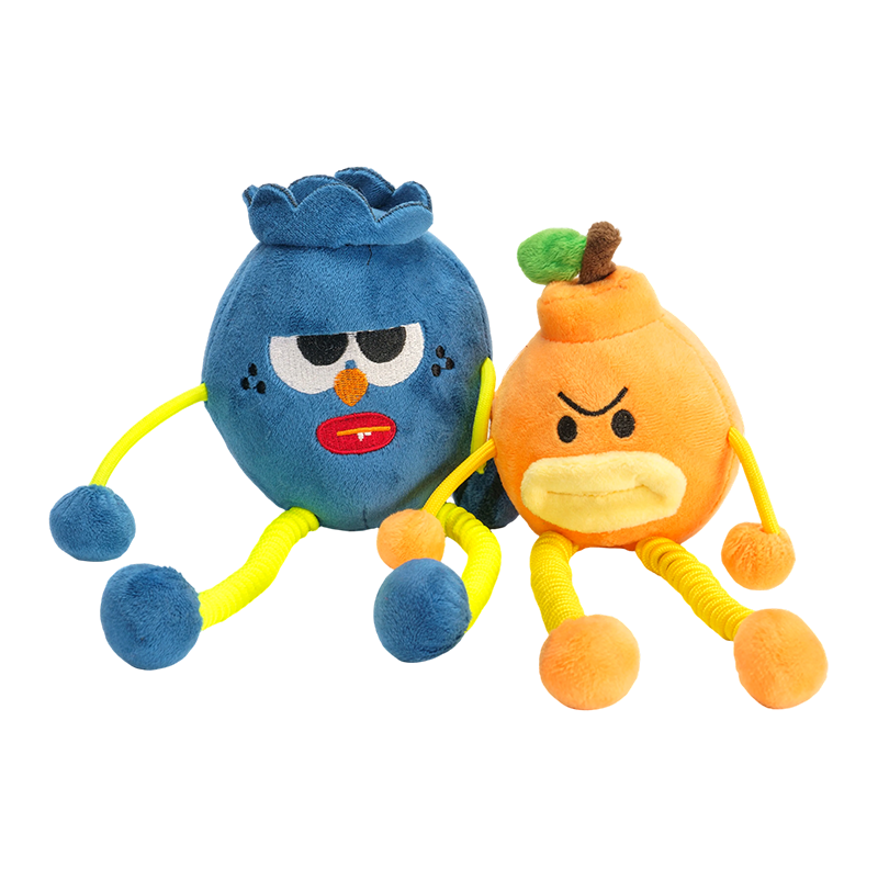 Sulky blåbær & vred orange plys nøgleringe