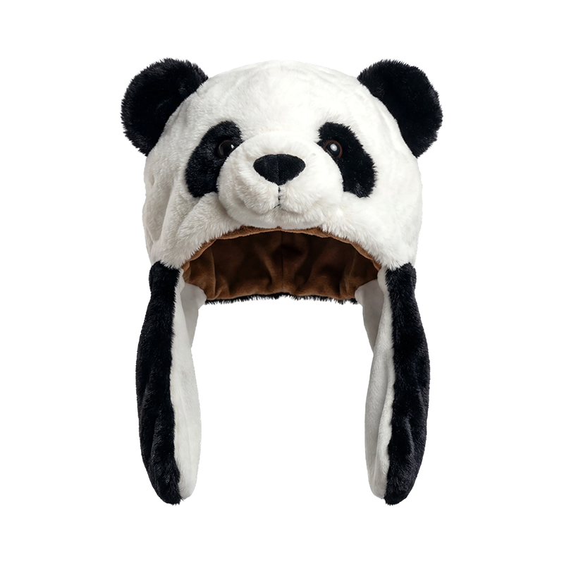 Klassisk sort/hvid panda plyshat