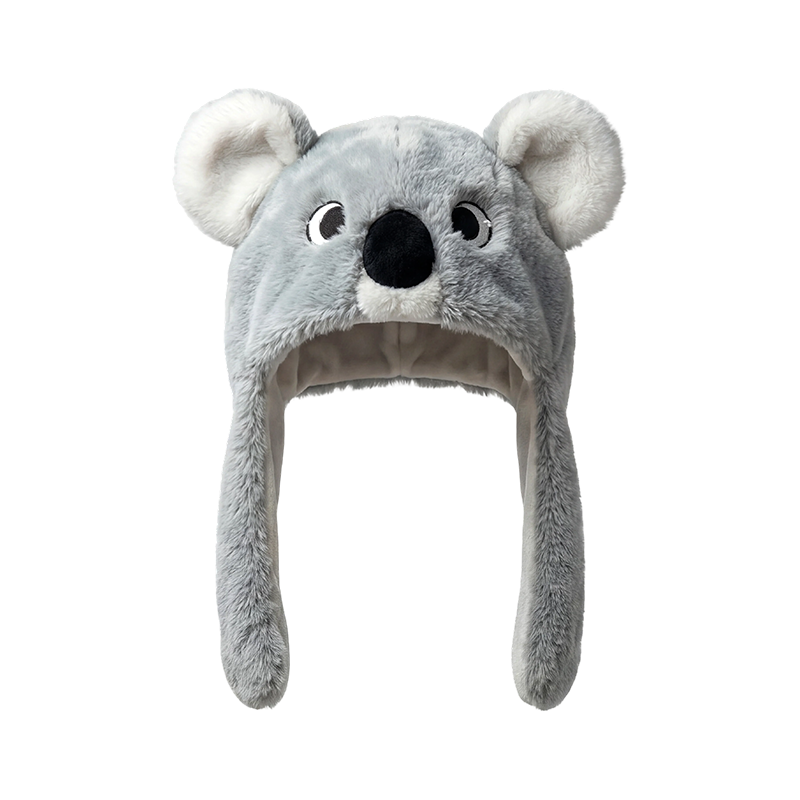 Grå plys koala-ørehat