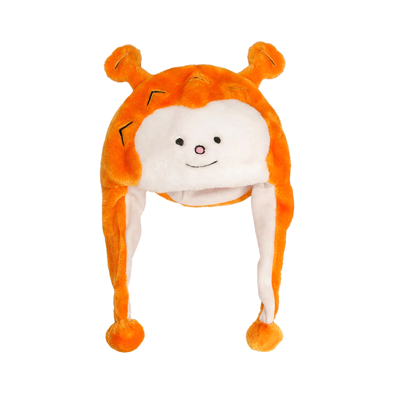 Orange plyshue med abeansigt