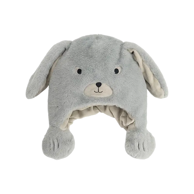 Blød grå bunny plys hat