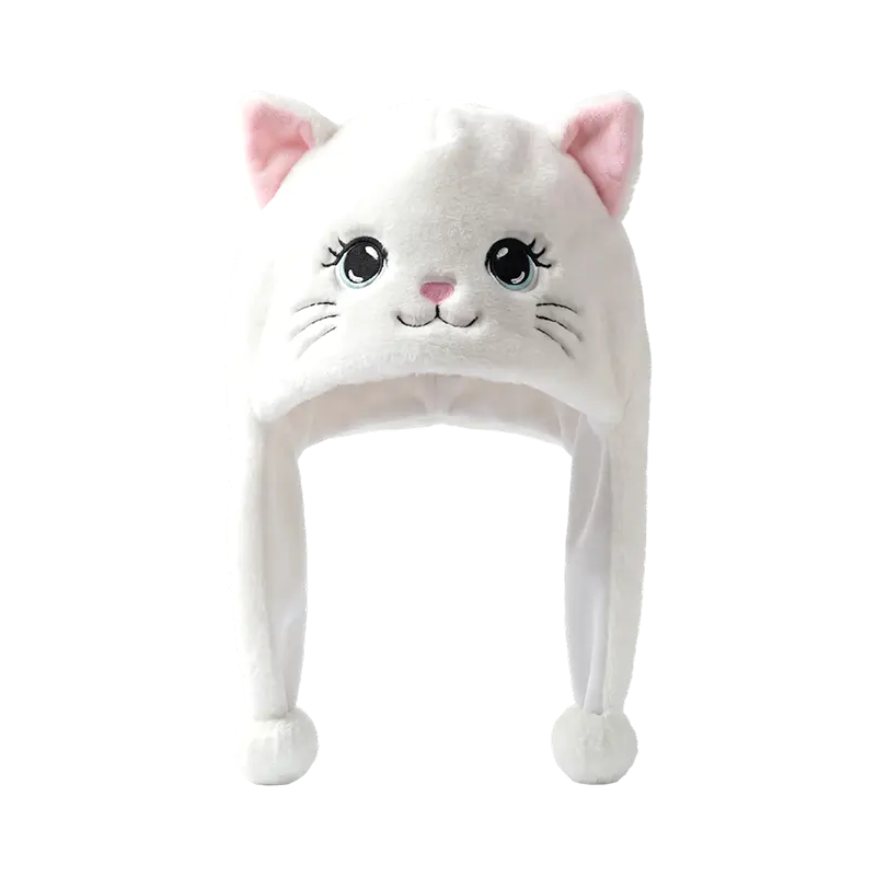 Hvid kitty plys hat